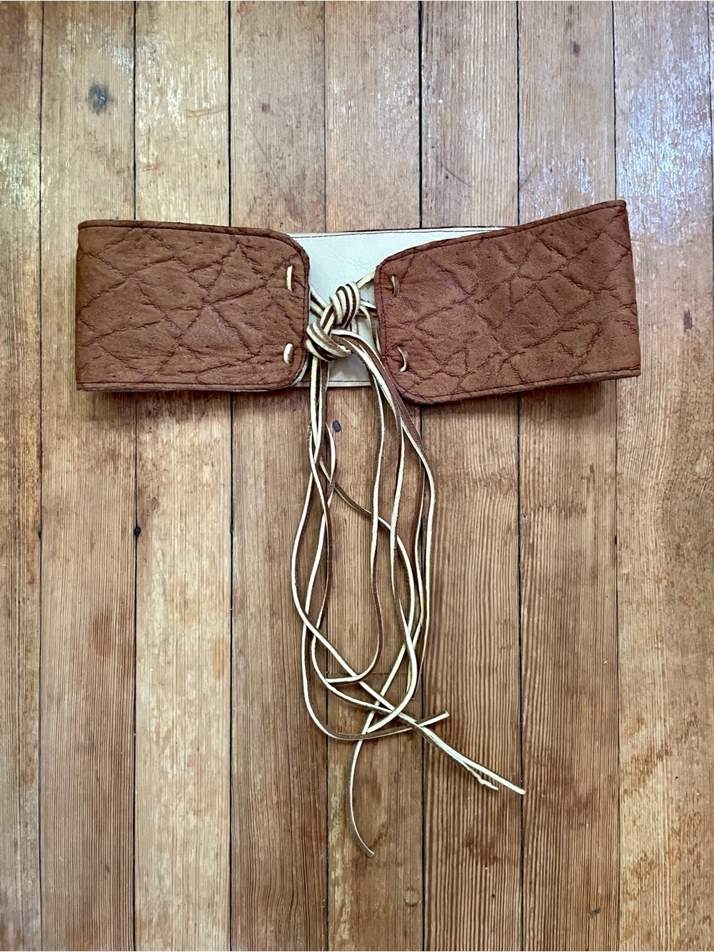 Vintage 1970s Brown Leather Corset Wrap Belt
